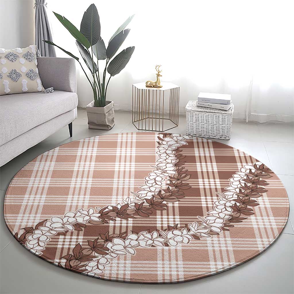 Beige Hawaii Palaka Round Carpet Hawaiian Honohono Lei LT05 - Polynesian Pride