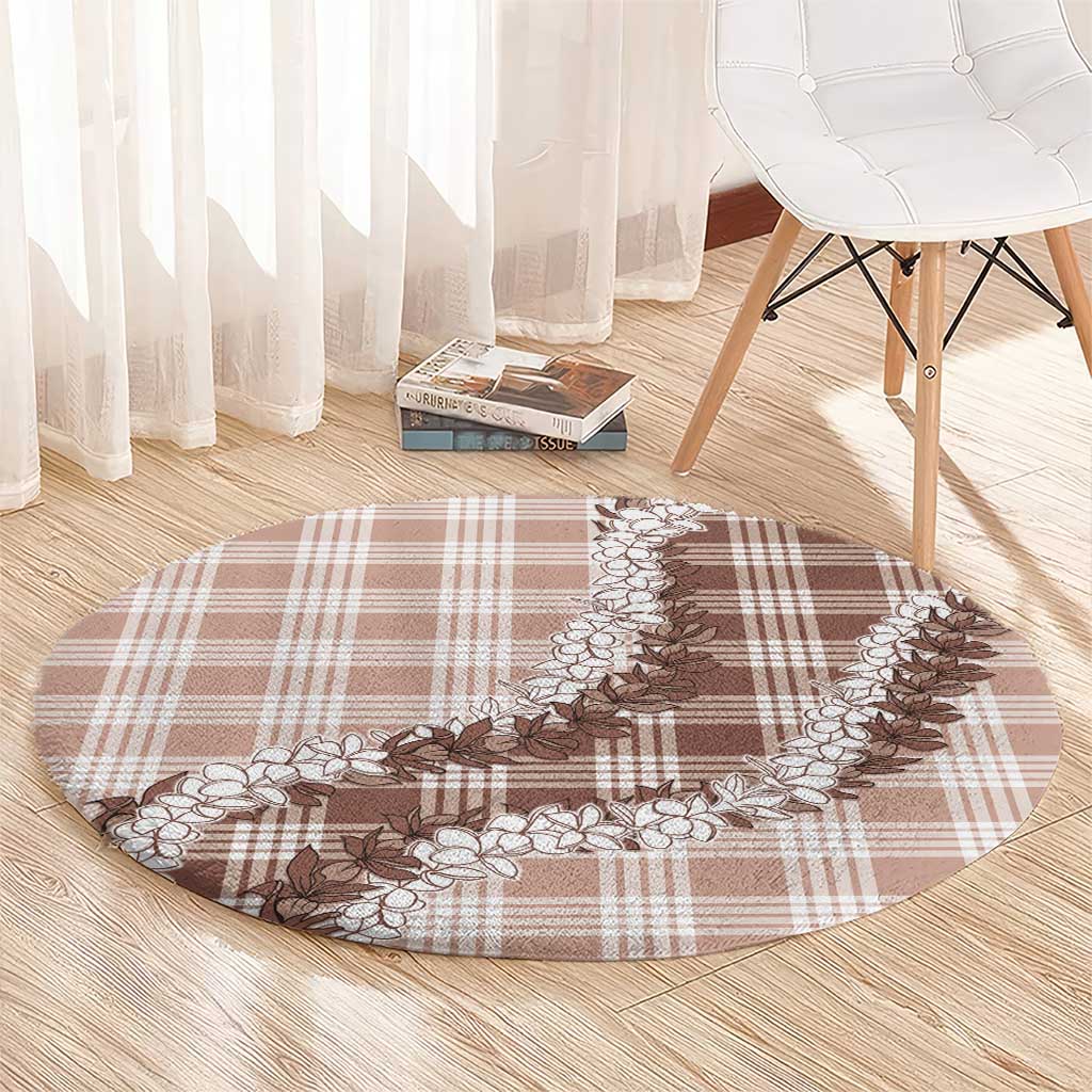 Beige Hawaii Palaka Round Carpet Hawaiian Honohono Lei LT05 - Polynesian Pride