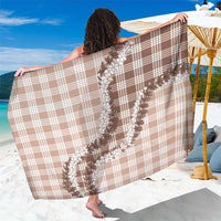 Beige Hawaii Palaka Sarong Hawaiian Honohono Lei