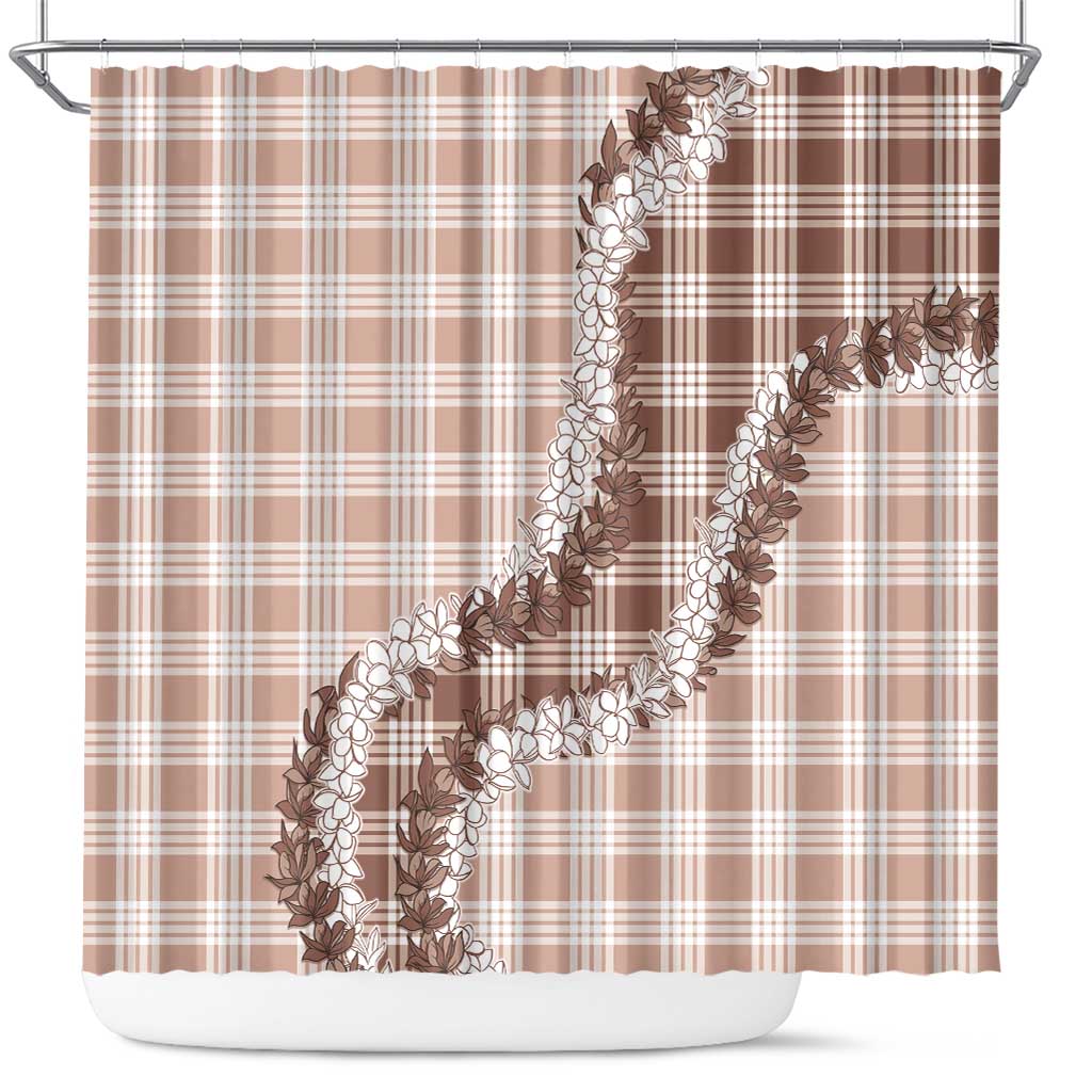 Beige Hawaii Palaka Shower Curtain Hawaiian Honohono Lei