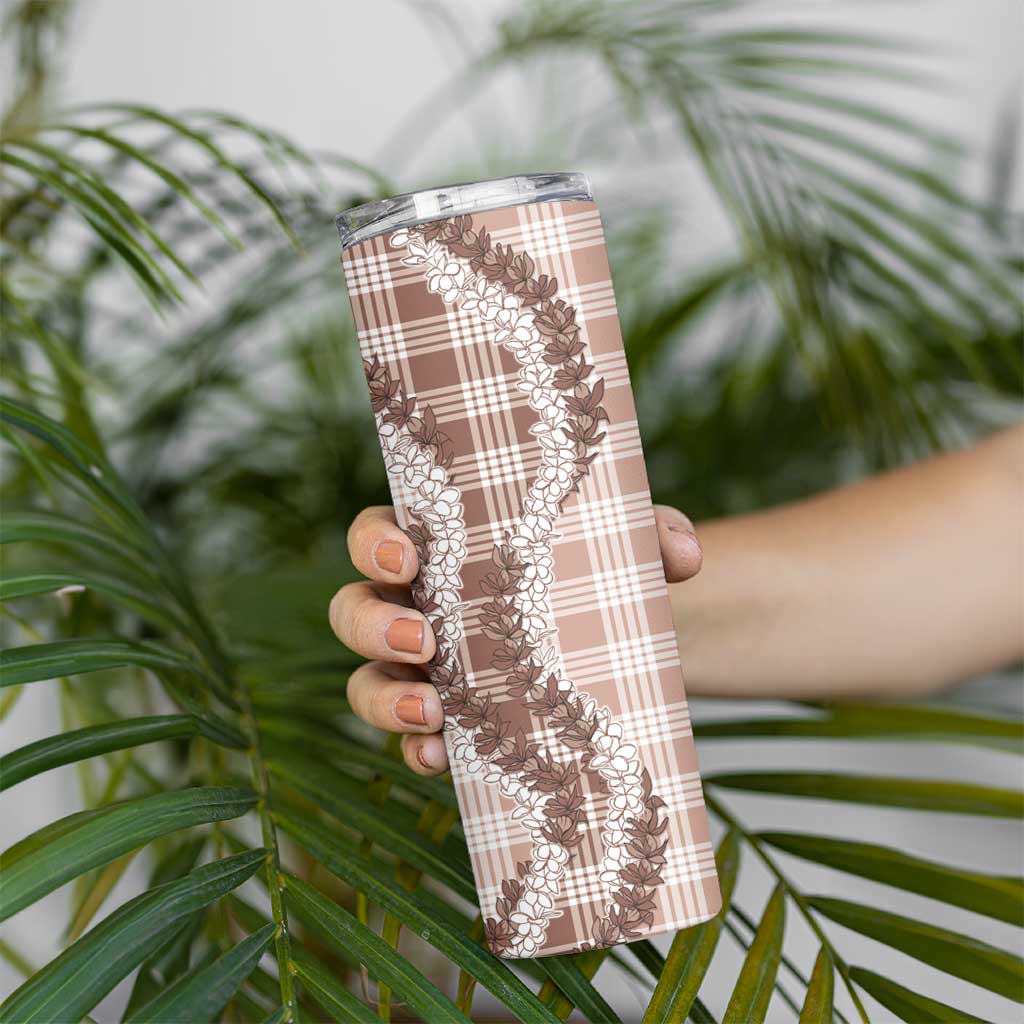 Beige Hawaii Palaka Skinny Tumbler Hawaiian Honohono Lei