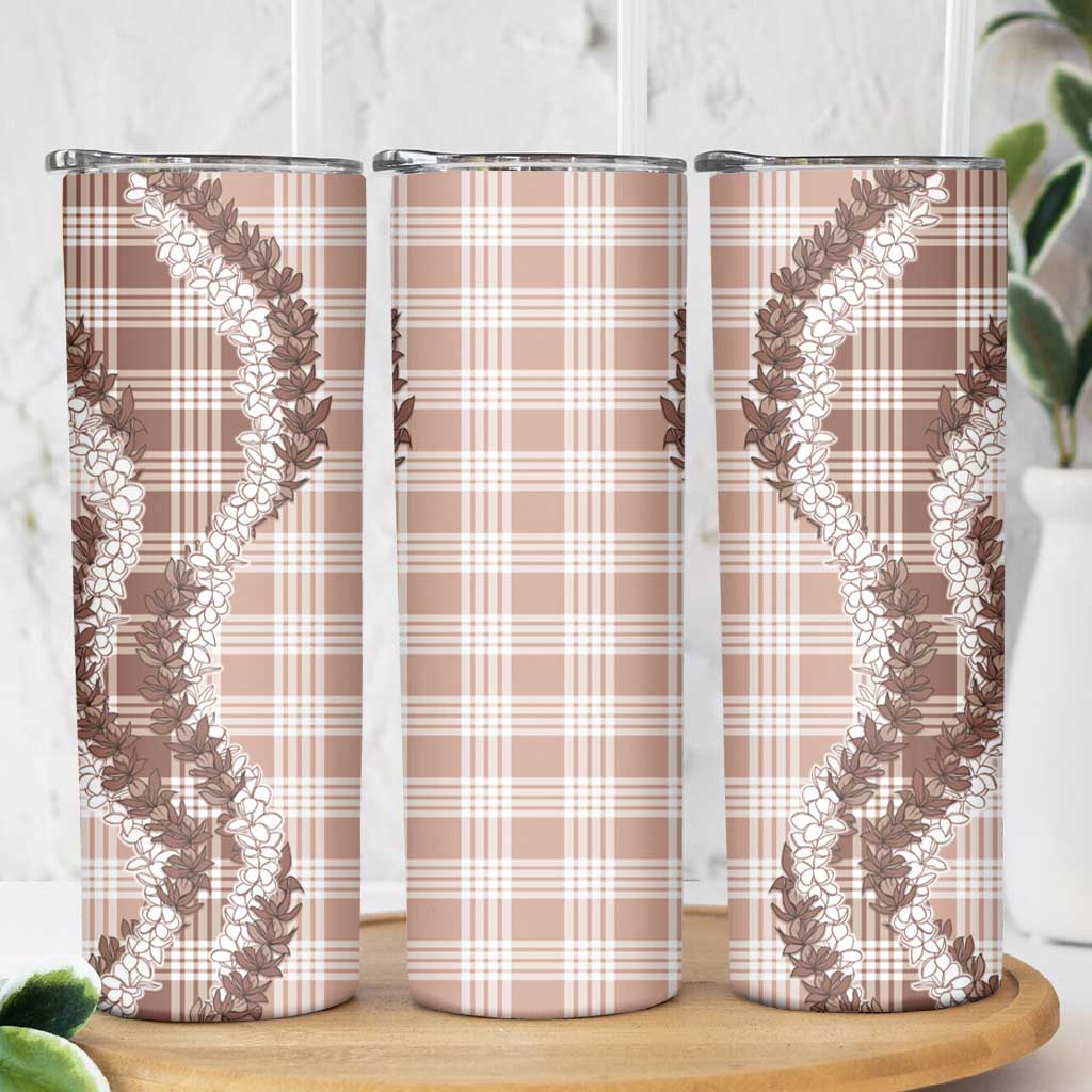 Beige Hawaii Palaka Skinny Tumbler Hawaiian Honohono Lei