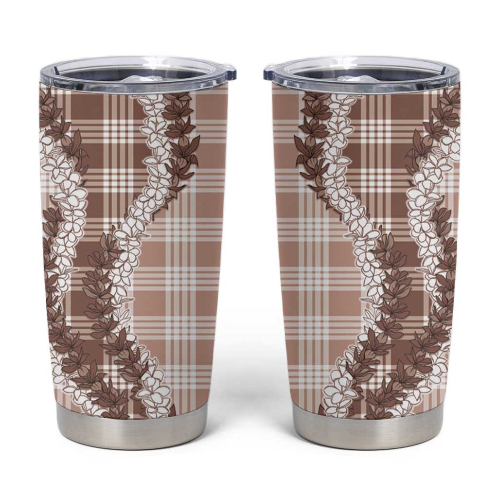 Beige Hawaii Palaka Tumbler Cup Hawaiian Honohono Lei