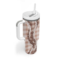 Beige Hawaii Palaka Tumbler With Handle Hawaiian Honohono Lei