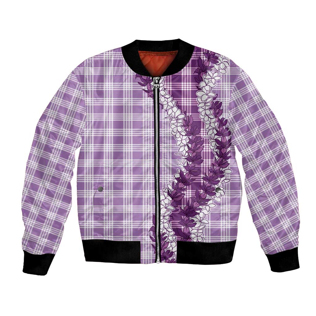 Violet Hawaii Palaka Bomber Jacket Hawaiian Honohono Lei LT05 Unisex Violet - Polynesian Pride