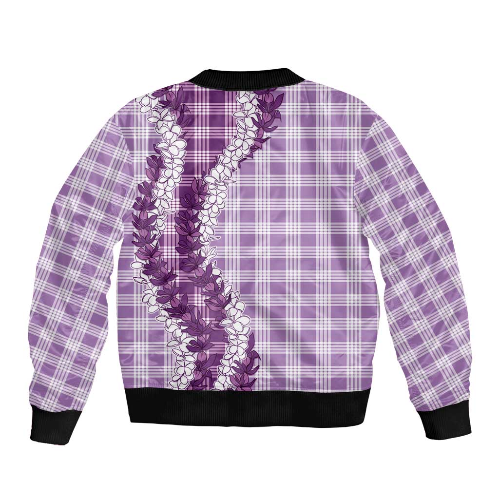 Violet Hawaii Palaka Bomber Jacket Hawaiian Honohono Lei LT05 - Polynesian Pride