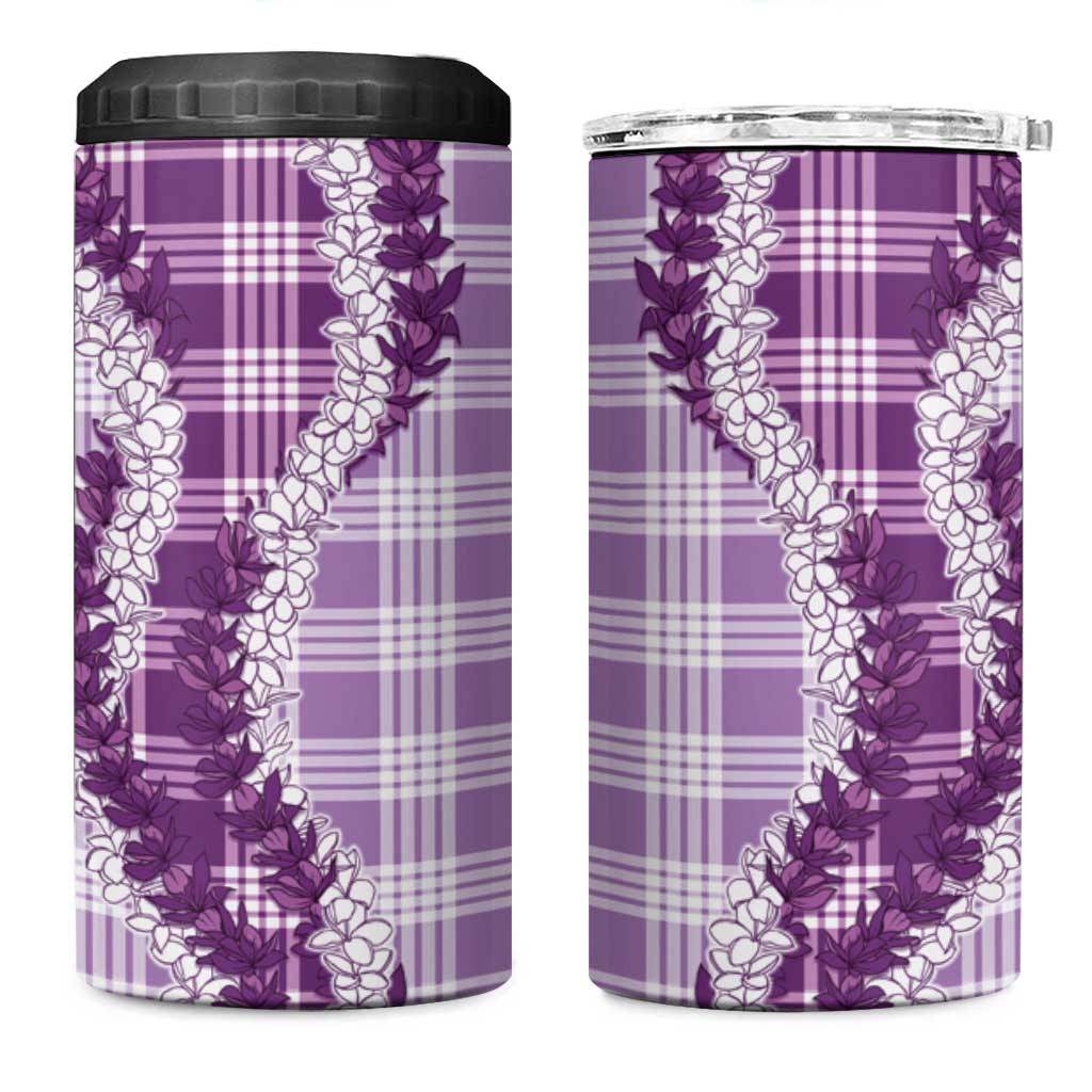 Violet Hawaii Palaka 4 in 1 Can Cooler Tumbler Hawaiian Honohono Lei