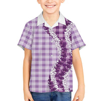 Violet Hawaii Palaka Family Matching Off Shoulder Short Dress and Hawaiian Shirt Hawaiian Honohono Lei LT05 Son's Shirt Violet - Polynesian Pride