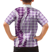 Violet Hawaii Palaka Family Matching Puletasi and Hawaiian Shirt Hawaiian Honohono Lei LT05 - Polynesian Pride