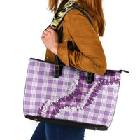Violet Hawaii Palaka Leather Tote Bag Hawaiian Honohono Lei