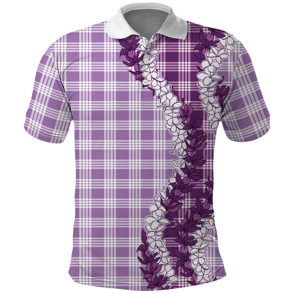 Violet Hawaii Palaka Polo Shirt Hawaiian Honohono Lei