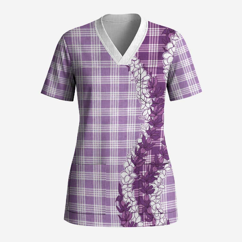 Violet Hawaii Palaka Scrub Top Hawaiian Honohono Lei LT05 Adult Violet - Polynesian Pride