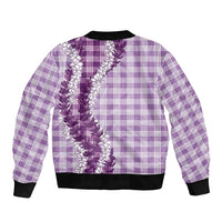 Violet Hawaii Palaka Sleeve Zip Bomber Jacket Hawaiian Honohono Lei LT05 - Polynesian Pride