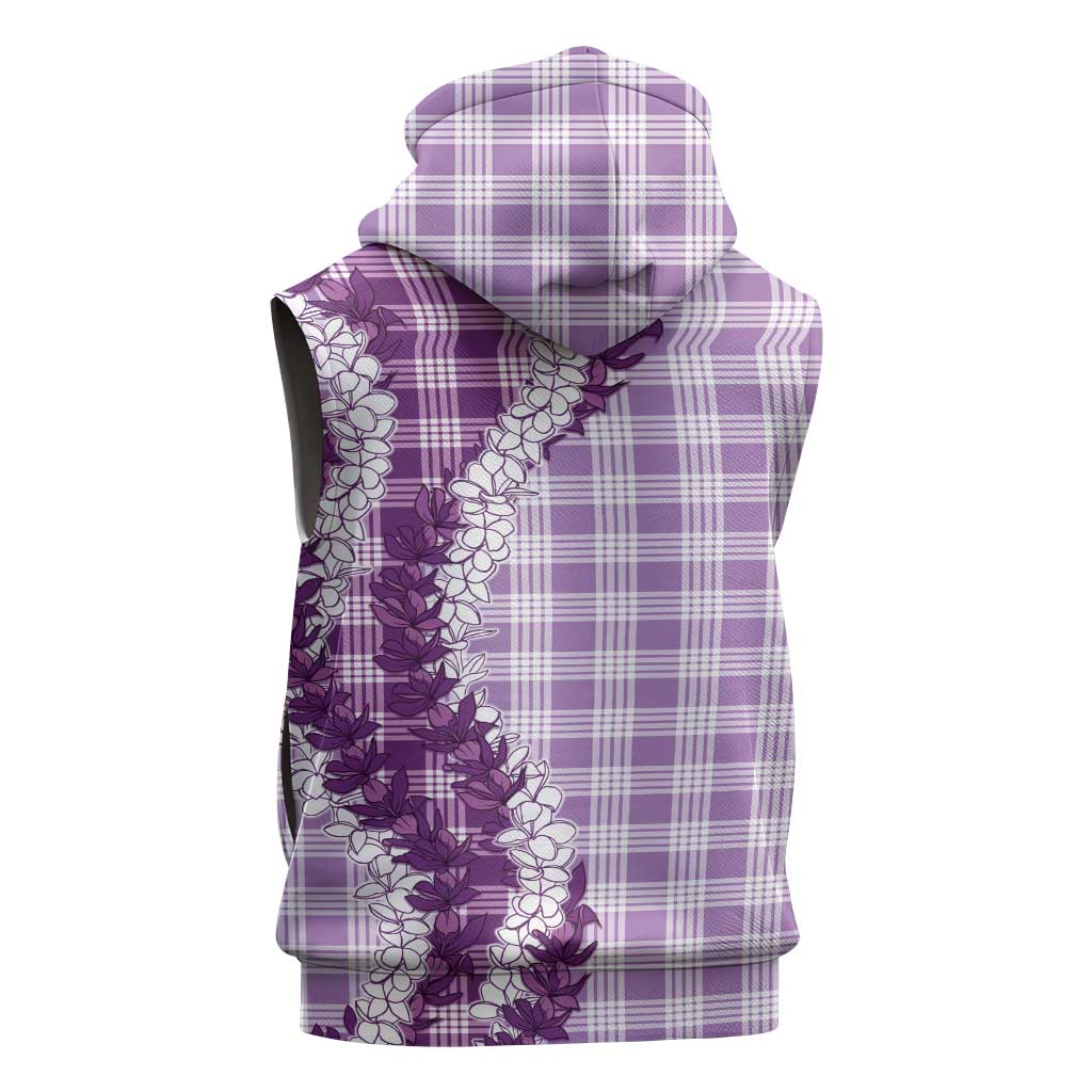 Violet Hawaii Palaka Sleeveless Hoodie Hawaiian Honohono Lei LT05 - Polynesian Pride