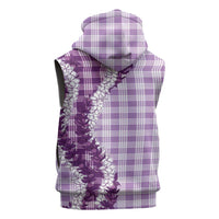 Violet Hawaii Palaka Sleeveless Hoodie Hawaiian Honohono Lei LT05 - Polynesian Pride