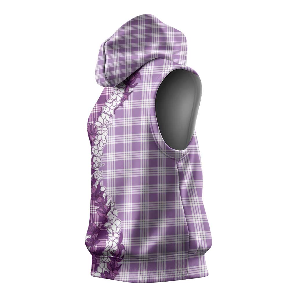 Violet Hawaii Palaka Sleeveless Hoodie Hawaiian Honohono Lei LT05 - Polynesian Pride