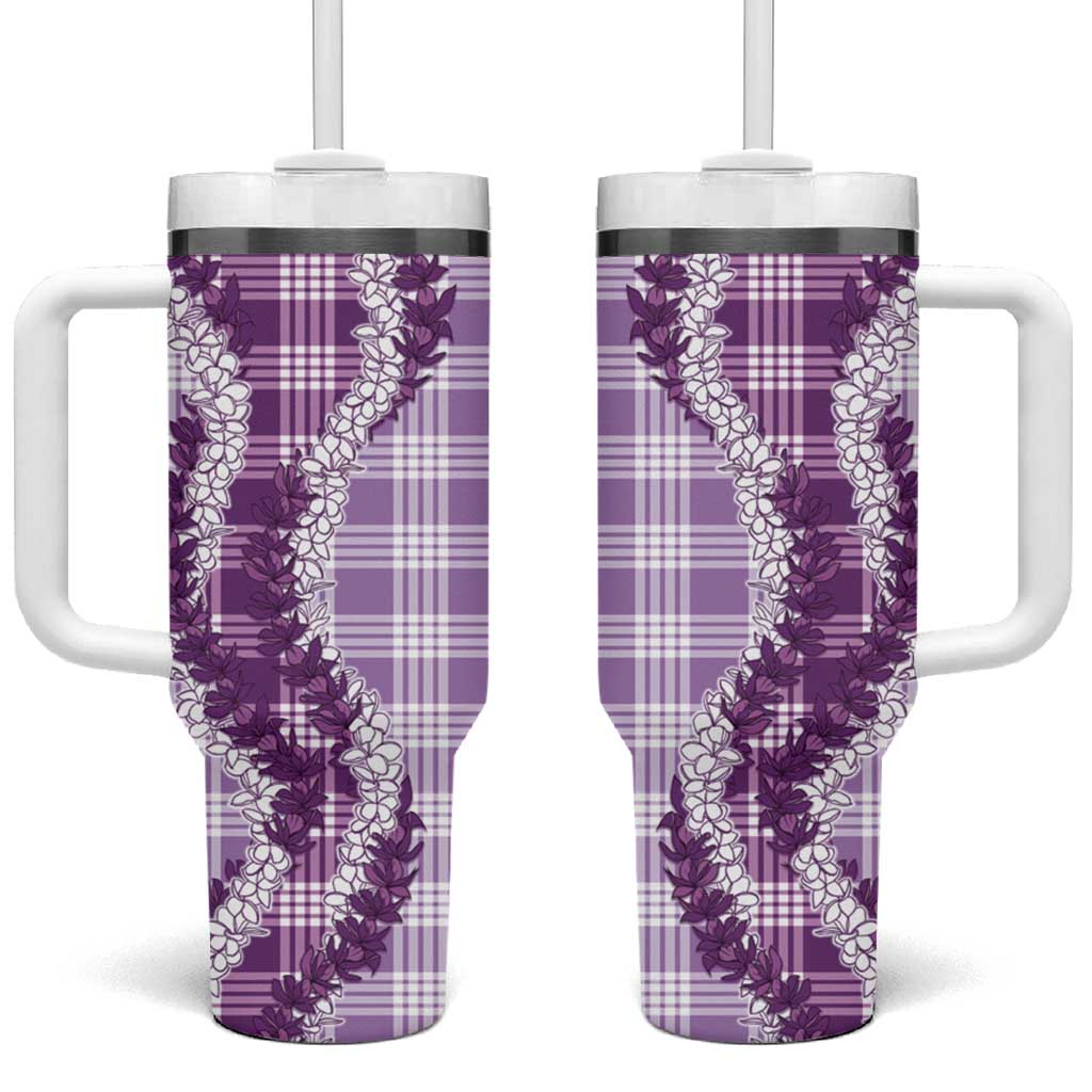 Violet Hawaii Palaka Tumbler With Handle Hawaiian Honohono Lei