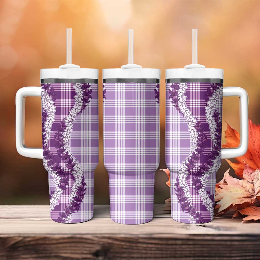 Violet Hawaii Palaka Tumbler With Handle Hawaiian Honohono Lei