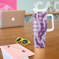 Violet Hawaii Palaka Tumbler With Handle Hawaiian Honohono Lei