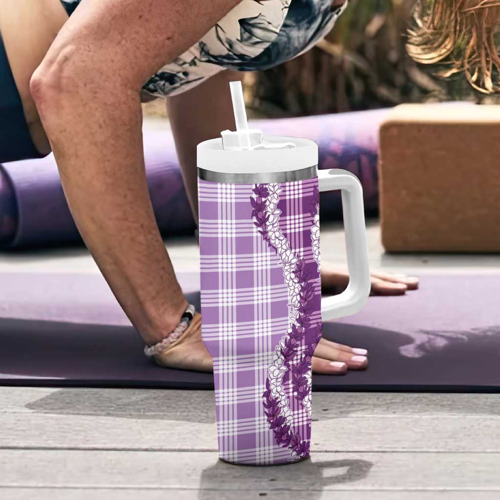 Violet Hawaii Palaka Tumbler With Handle Hawaiian Honohono Lei