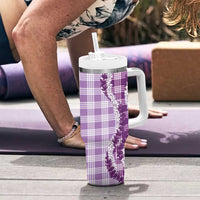 Violet Hawaii Palaka Tumbler With Handle Hawaiian Honohono Lei