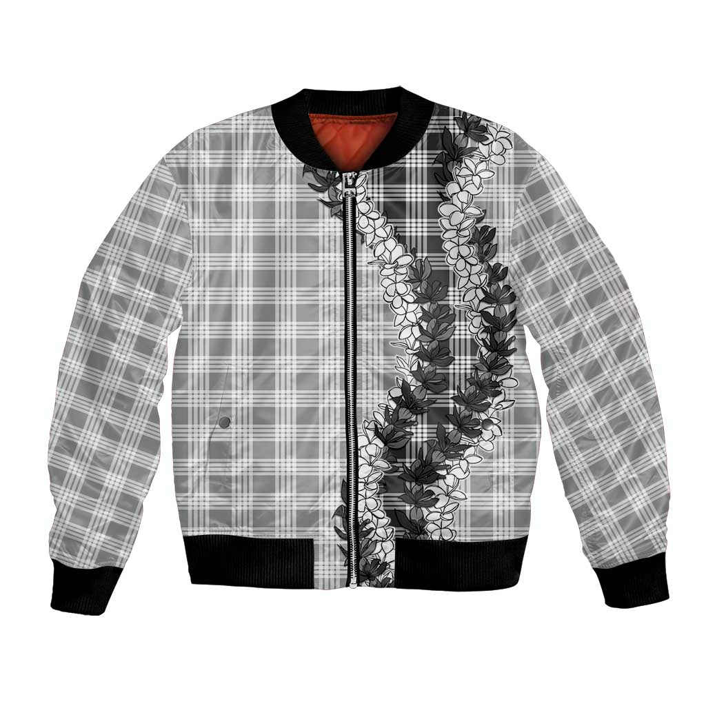 Gray Hawaii Palaka Bomber Jacket Hawaiian Honohono Lei LT05 Unisex Gray - Polynesian Pride