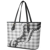 Gray Hawaii Palaka Leather Tote Bag Hawaiian Honohono Lei