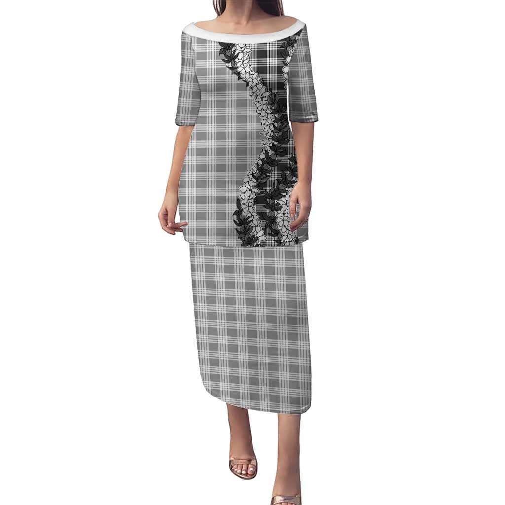Gray Hawaii Palaka Puletasi Hawaiian Honohono Lei LT05 Long Dress Gray - Polynesian Pride