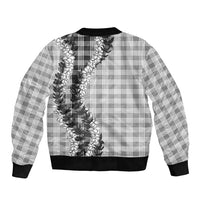 Gray Hawaii Palaka Sleeve Zip Bomber Jacket Hawaiian Honohono Lei LT05 - Polynesian Pride