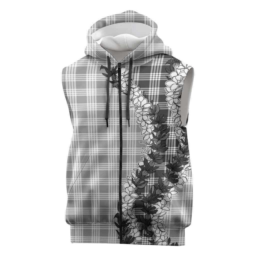 Gray Hawaii Palaka Sleeveless Zip Hoodie Hawaiian Honohono Lei