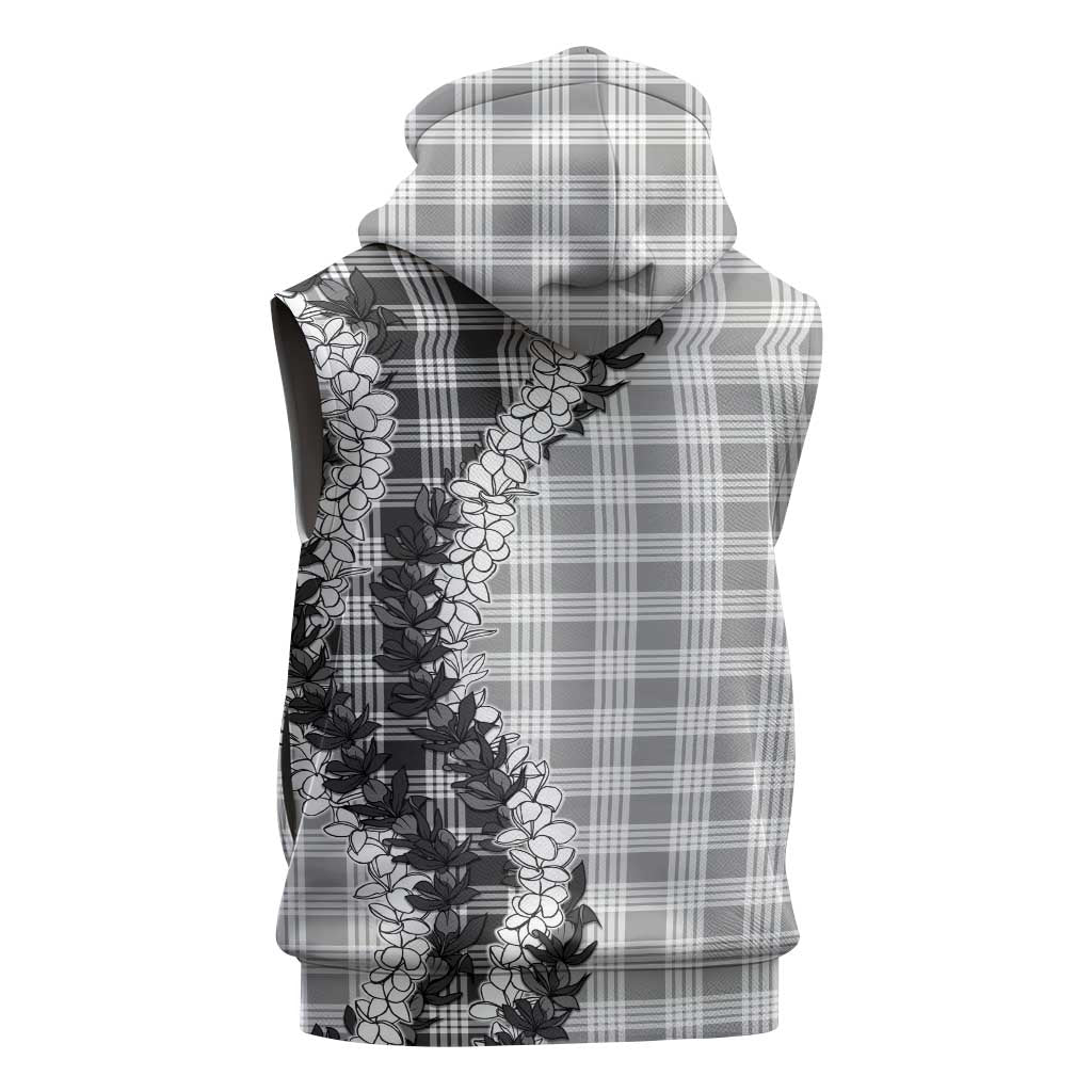 Gray Hawaii Palaka Sleeveless Zip Hoodie Hawaiian Honohono Lei