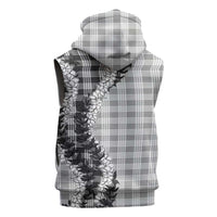 Gray Hawaii Palaka Sleeveless Zip Hoodie Hawaiian Honohono Lei