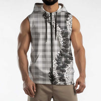 Gray Hawaii Palaka Sleeveless Zip Hoodie Hawaiian Honohono Lei