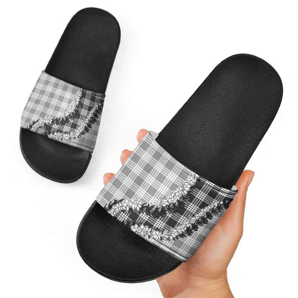 Gray Hawaii Palaka Slide Sandals Hawaiian Honohono Lei LT05 - Polynesian Pride