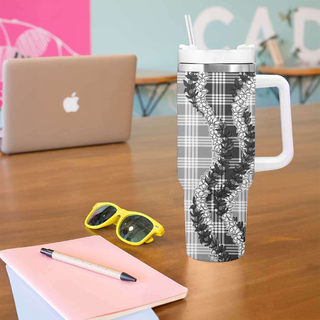 Gray Hawaii Palaka Tumbler With Handle Hawaiian Honohono Lei