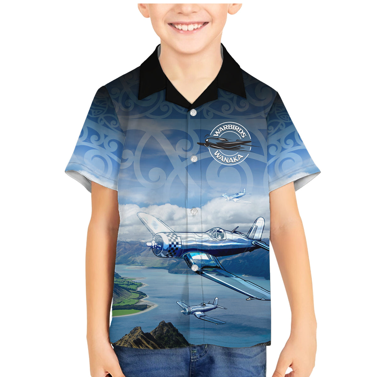 New Zealand Wanaka Air Show Family Matching Mermaid Dress and Hawaiian Shirt With Maori Pattern