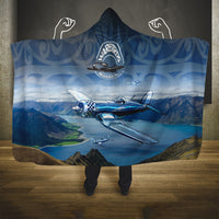 New Zealand Wanaka Air Show Hooded Blanket With Maori Pattern LT05 One Size Blue - Polynesian Pride