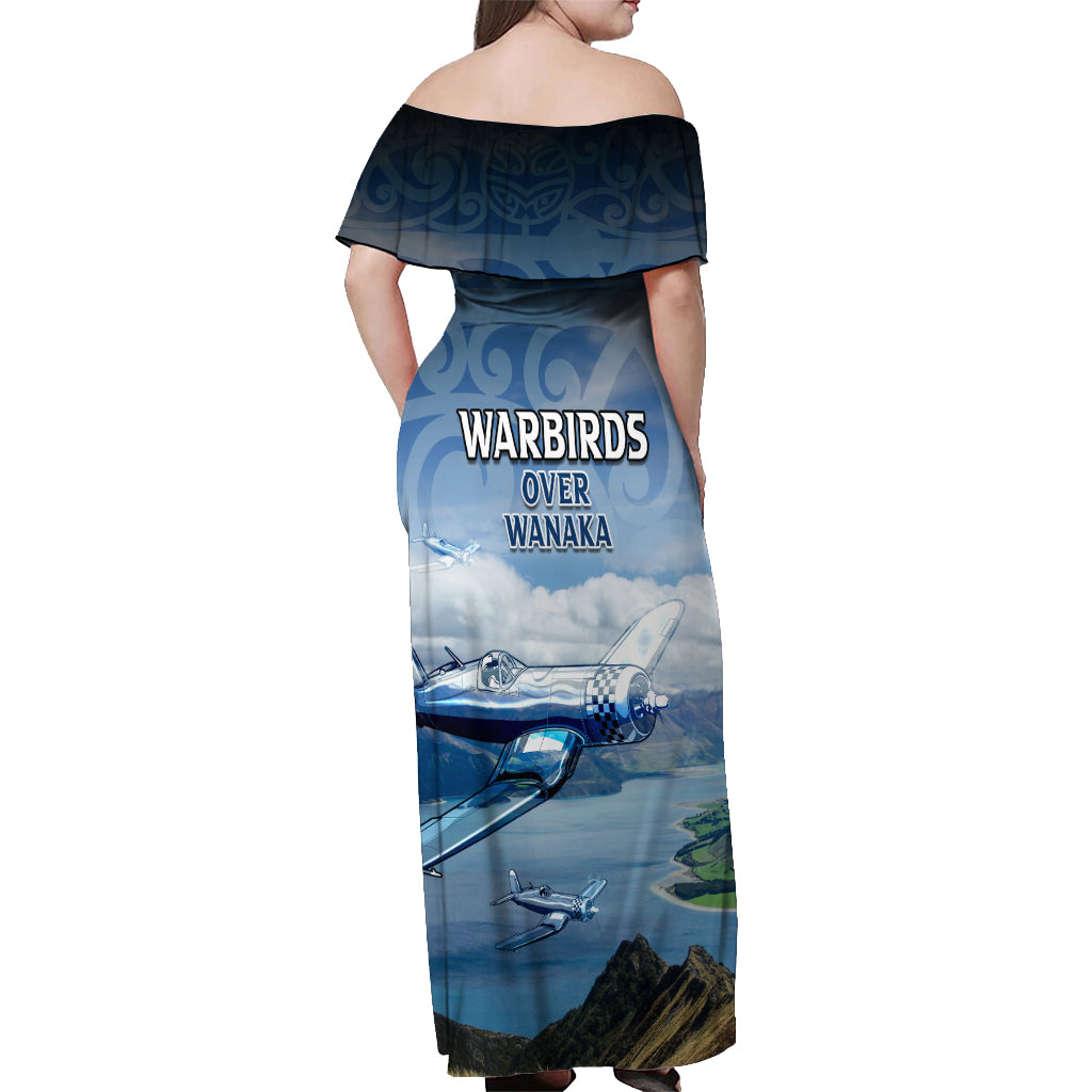 New Zealand Wanaka Air Show Off Shoulder Maxi Dress With Maori Pattern