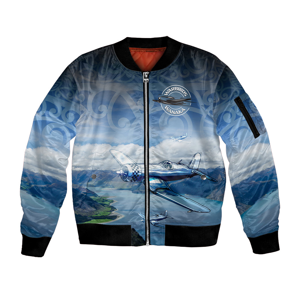 New Zealand Wanaka Air Show Sleeve Zip Bomber Jacket With Maori Pattern