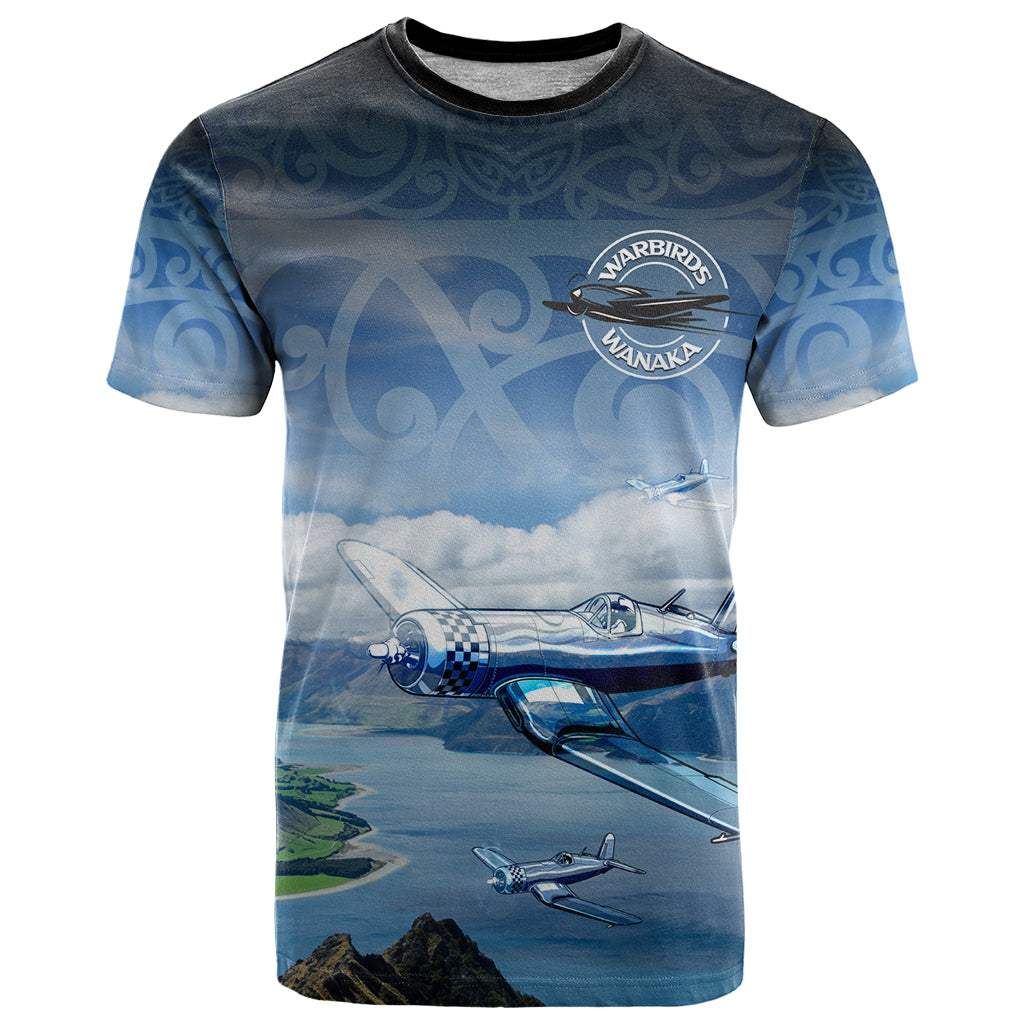 New Zealand Wanaka Air Show T Shirt With Maori Pattern LT05 Blue - Polynesian Pride