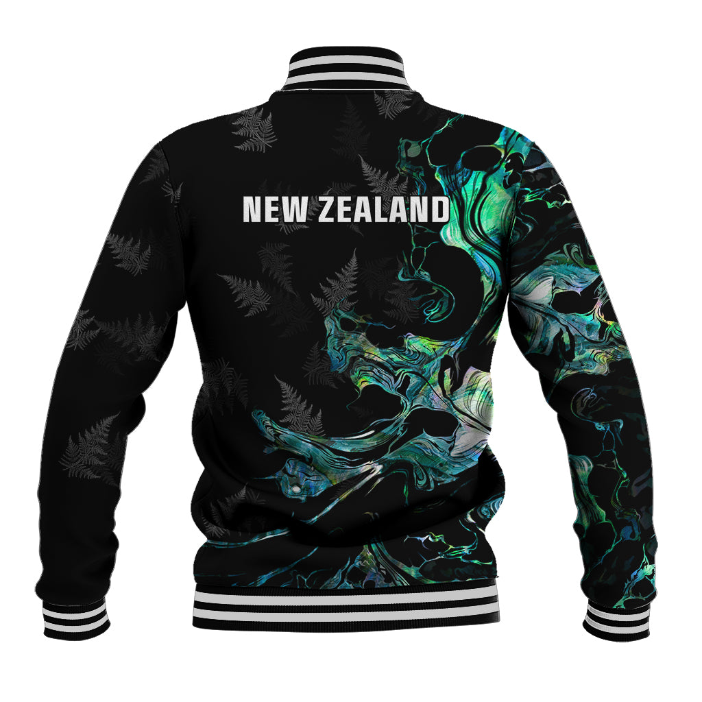New Zealand Marathon Baseball Jacket Silver Fern Paua Shell Simple Style