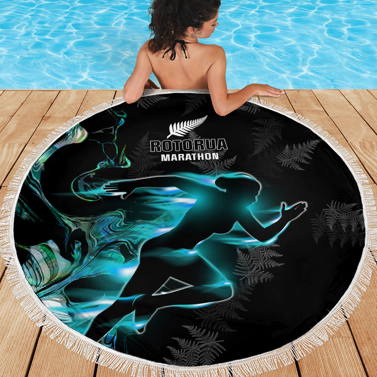 New Zealand Marathon Beach Blanket Silver Fern Paua Shell Simple Style