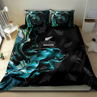 New Zealand Marathon Bedding Set Silver Fern Paua Shell Simple Style
