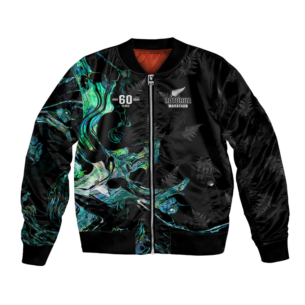 New Zealand Marathon Bomber Jacket Silver Fern Paua Shell Simple Style
