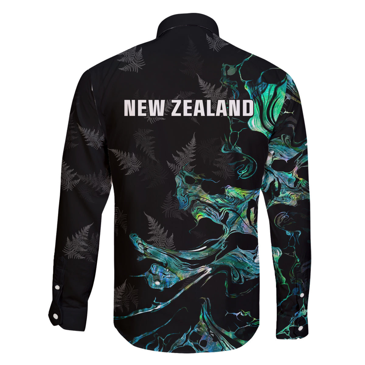 New Zealand Marathon Family Matching Off The Shoulder Long Sleeve Dress and Hawaiian Shirt Silver Fern Paua Shell Simple Style