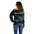 New Zealand Marathon Off Shoulder Sweater Silver Fern Paua Shell Simple Style