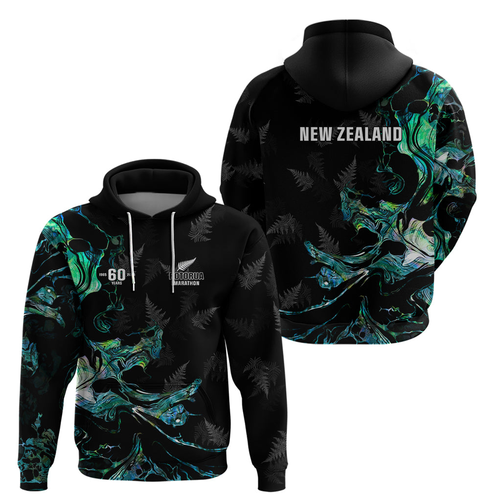 New Zealand Marathon Zip Hoodie Silver Fern Paua Shell Simple Style