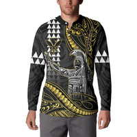Hawaii King Kamehameha The Great Button Sweatshirt Gold Tribal Tattoo