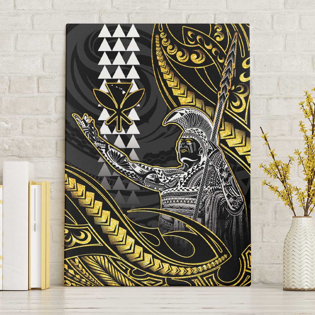 Hawaii King Kamehameha The Great Canvas Wall Art Gold Tribal Tattoo LT05 Without Frame Gold - Polynesian Pride