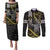 Hawaii King Kamehameha The Great Couples Matching Puletasi and Long Sleeve Button Shirt Gold Tribal Tattoo